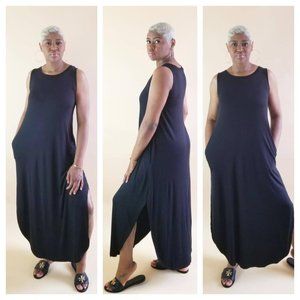 Sleeveless Scope Hem Maxi Dress Black